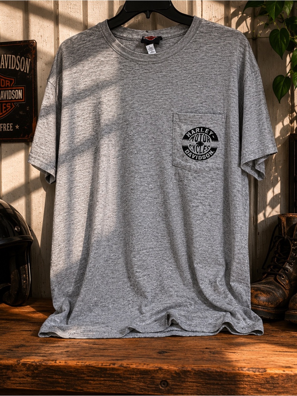 Harley Davidson Rock City Little Rock AR Skull Flames Pocket Tee Size Large